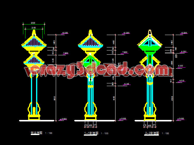 Ancient architecture pillar Cad structure